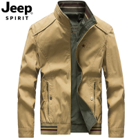 JEEP吉普双面夹克男春季新品立领纯棉中年外套短款休闲两面穿茄克大码