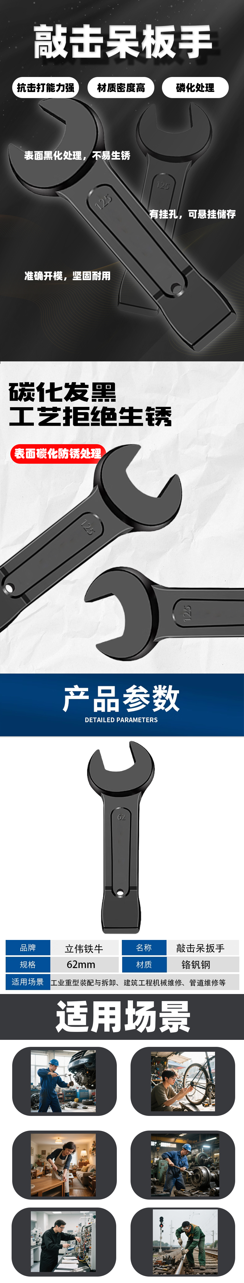 立伟铁牛敲击呆扳手62mm/把高清大图