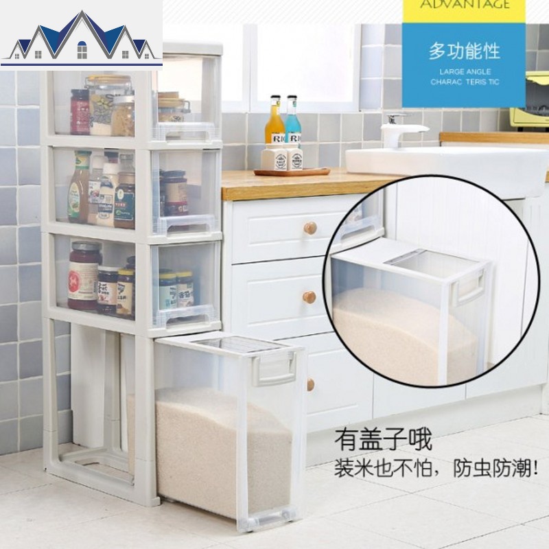 厨房夹缝置物架抽屉式塑料收纳柜透明收纳箱卫生间收纳架缝隙窄柜 三维工匠高清大图