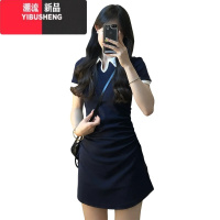 YIBUSHENG桔梗法式气质polo连衣裙子女季2024新款小众设计辣妹抽绳包臀裙