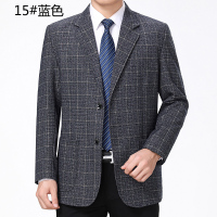 春秋中老年男士西服外套爸爸装单西便服中年休闲免烫薄款单件西装 15款蓝色 180/78（建议160-175斤穿）