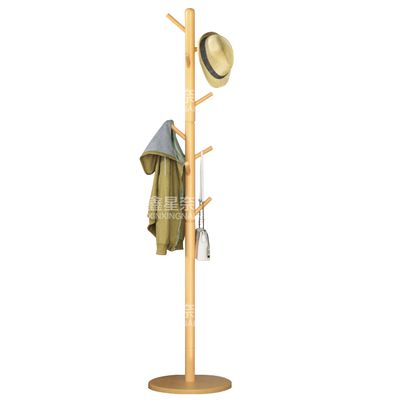 鑫星奈 XXN4041303 落地衣帽架家用卧式挂衣架原木色圆盘