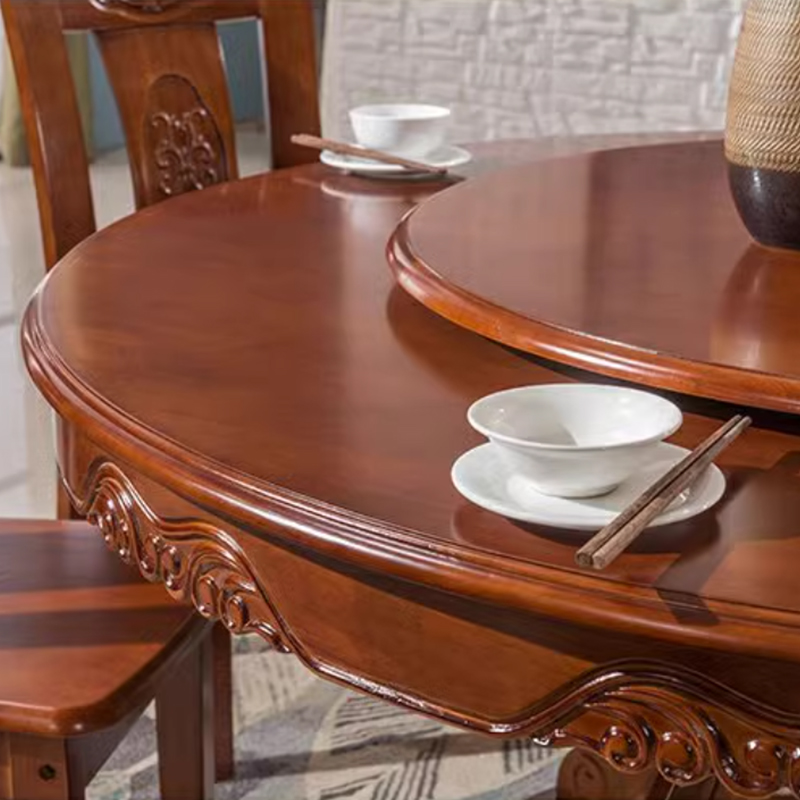 中豫鑫泽 ZYXZ3110405 实木餐桌圆盘餐桌椅组合1.2米圆桌4把餐椅高清大图