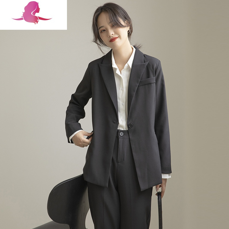 艳如飞正装女套装春秋休闲高级感职业装气质女范大学生面试小西装外套套装