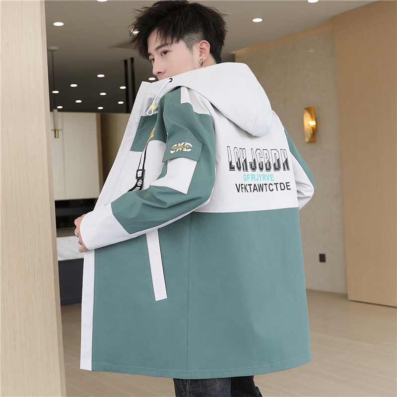 值得男装2021新款i潮工装连帽夹克风衣外套男宽松韩版潮流_946 YY-Z6绿色(常规) XL
