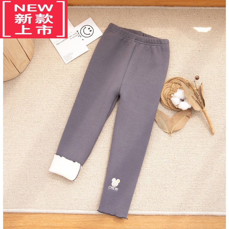 可莉允宝宝加绒裤子冬加厚女童打底裤秋冬薄绒儿童小童保暖女宝外穿保暖裤