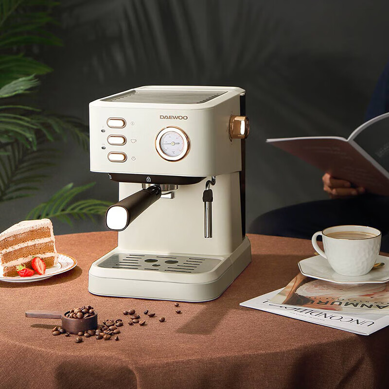 大宇(DAEWOO) 高压恒温萃取压力绵密奶泡咖啡机 1.5L DYKF-1233高清大图