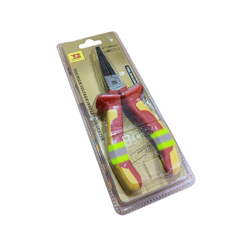 波斯(BOSI) 荧光系列VDE绝缘耐压圆嘴钳 6寸/160mm 把高清大图