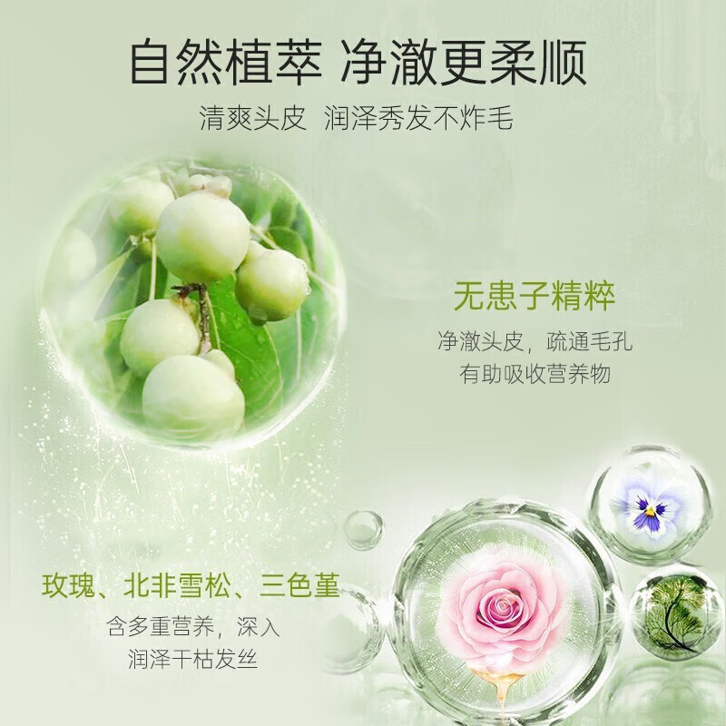 滋源馨香无硅油洗发水400ml*2瓶无患子控油柔顺去屑止痒洗发露