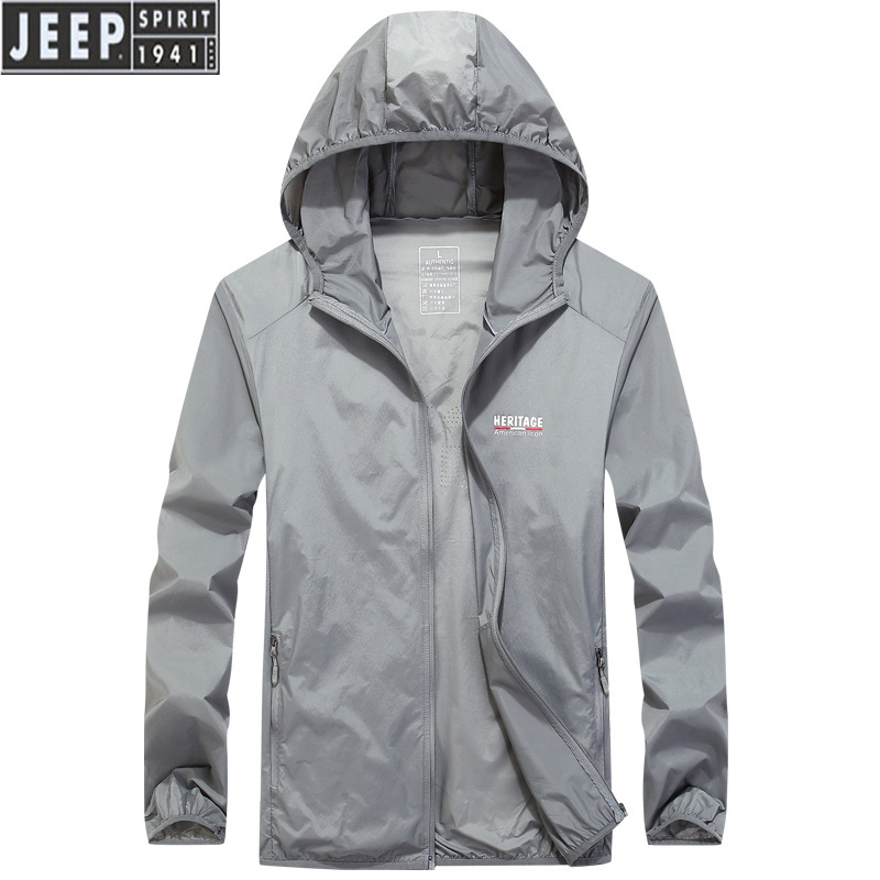 JEEP SPIRIT户外夏季防晒服男士透气皮肤风衣薄防紫外线外套3653