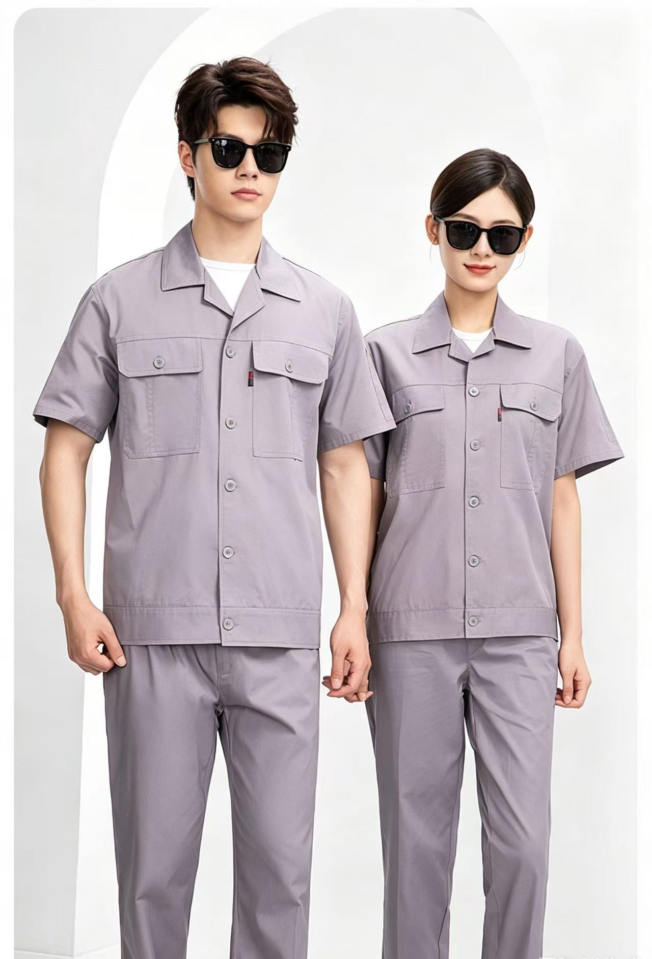 路安保夏季工作服QM20135X纯棉薄款透气多兜工装套高清大图