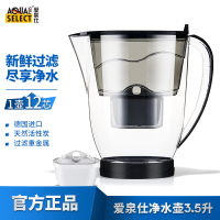 爱泉仕 AquaSelect 净水壶 炫彩灰 便携式 净水器 3.5L/升 滤水无碳粉 3-5人 一壶十二芯