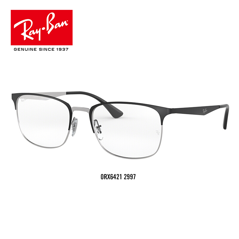 RayBan雷朋光学镜架男女款矩形金属半框近视眼镜框0RX6421