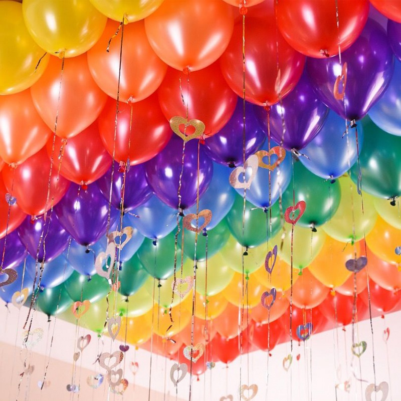 100个混色 100个加厚气球套装结婚用品婚房布置儿童生日派对气球装饰