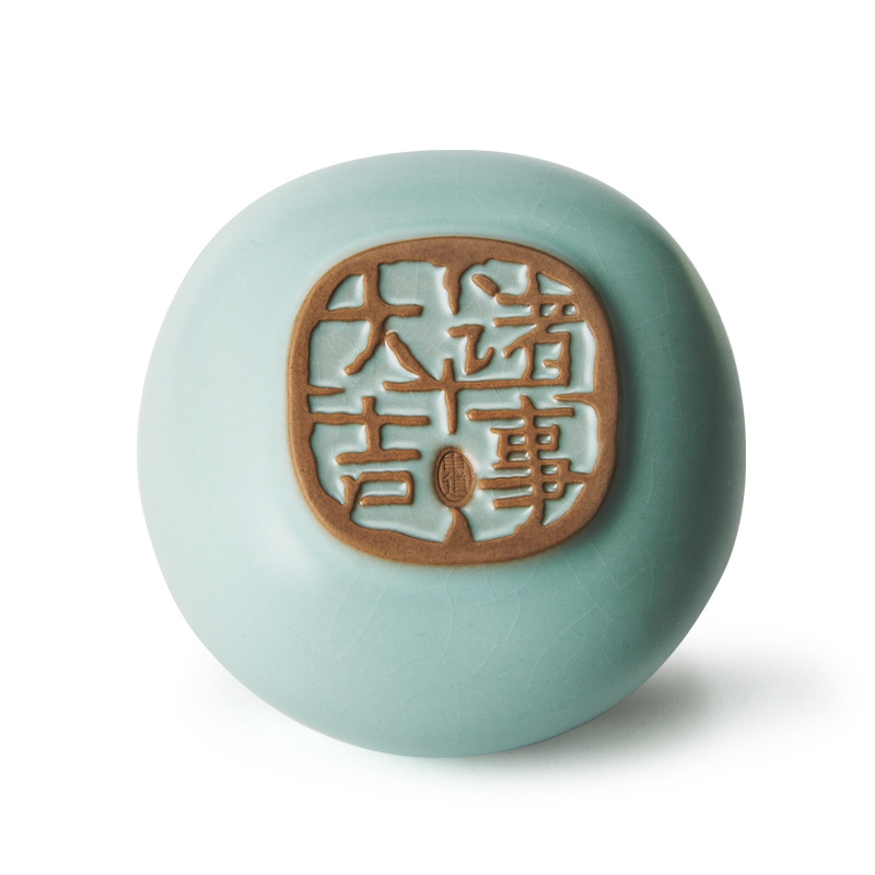 东道 汝窑猪年生肖创意陶瓷茶杯个人主人杯 冰裂釉 汝窑茶杯不倒杯 猪年生肖杯-天青色