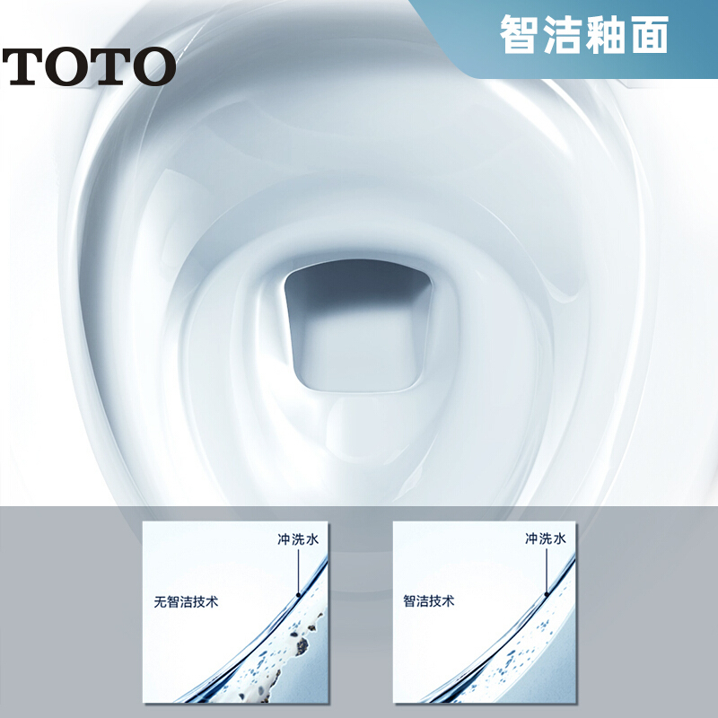 TOTO卫浴新品直冲马桶智洁无棱内壁冲落式冲洗节水坐便器升级款CW802EB(04-B)