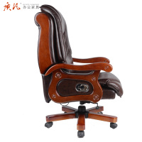 质凡真皮老板椅实木牛皮大班椅升降转椅