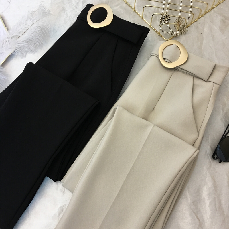 2018春夏新款西装裤女九分裤修身显瘦OL职业休闲小脚裤哈伦裤潮
