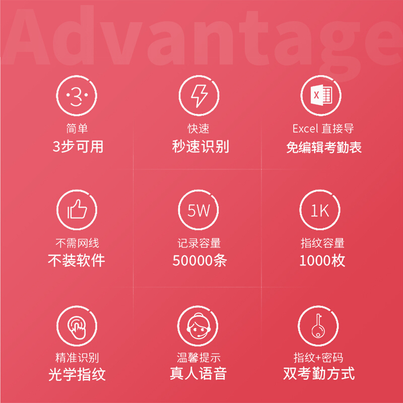 得力（deli）智能指纹考勤机 33113