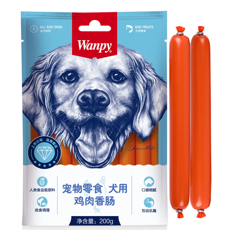 顽皮Wanpy宠物零食犬用鸡肉香肠200g