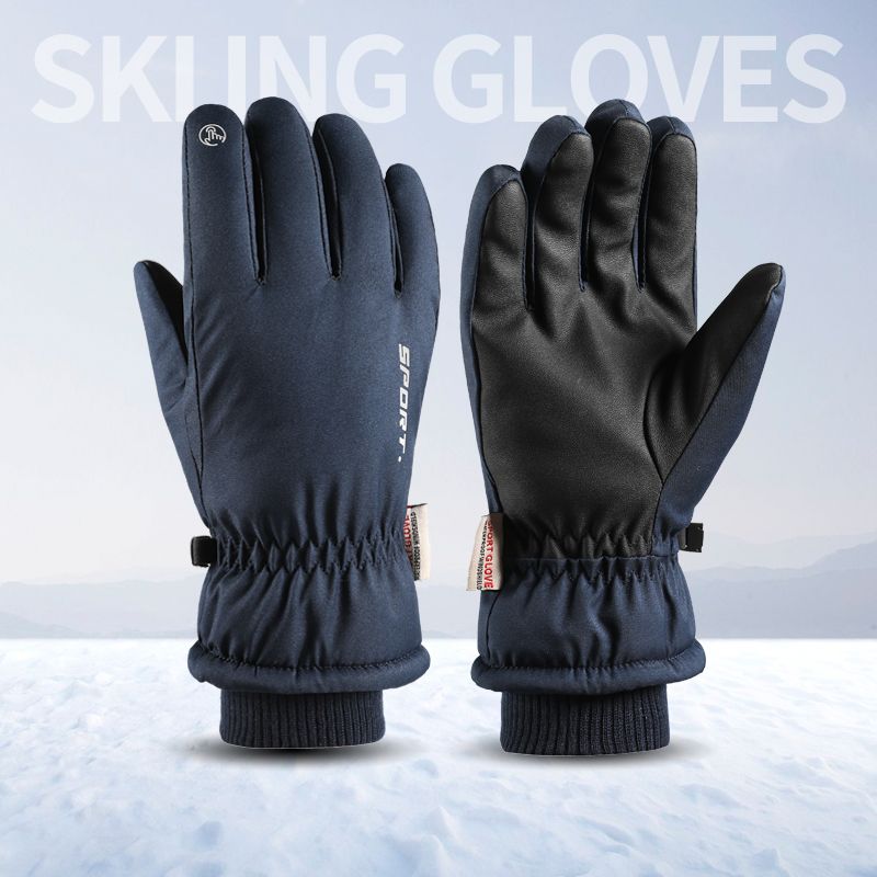 南极人保暖手套女冬季加绒加厚棉骑车摩托车滑雪防风防水触屏防滑 蓝色-男