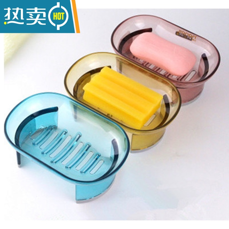 敬平【大号皂盒】创意简约大号浴室沥水皂托卫生间香皂盒肥皂架塑料盒 高脚颜色随机2个装