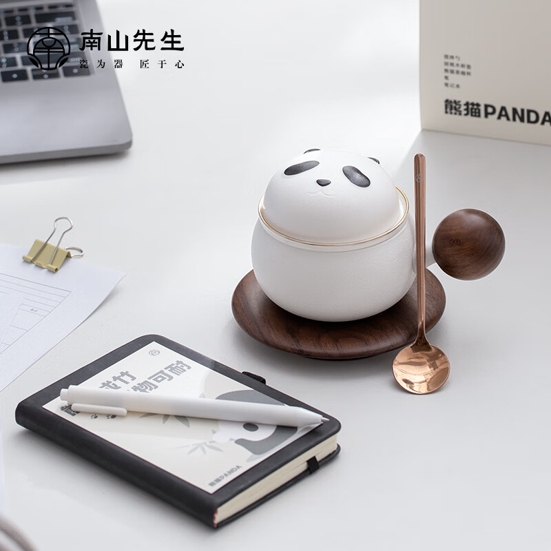 南山先生 陶瓷泡茶杯创意办公水杯个人杯茶水分离熊有成竹水杯套装 熊有成竹_办公套装