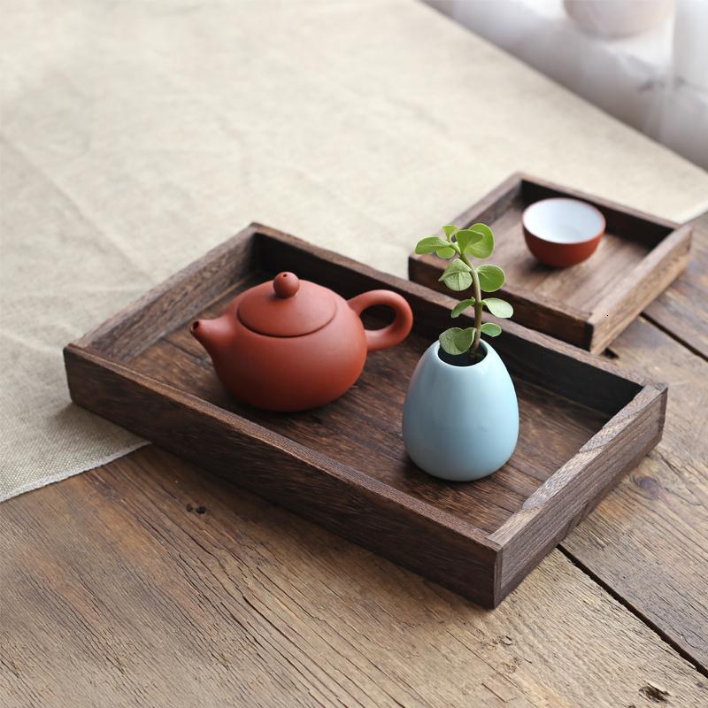 日式实木烧桐木茶具套装原木分割盘桌面多功能托盘