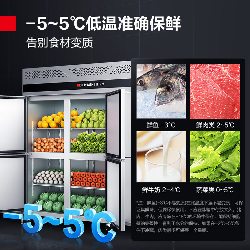 德玛仕(DEMASHI)GK1.6L6F 六门 900L以上 无级 电子控温 银色 风冷 商用 六门冰柜 立式厨房冰箱