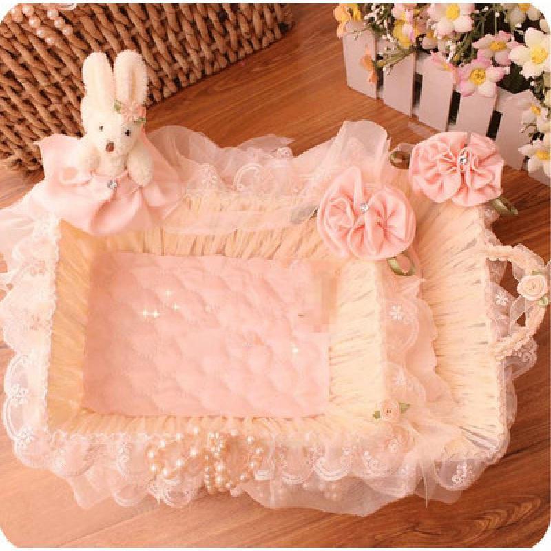 家柏饰(CORATED)创意藤编水果糖果篮子 田园蕾丝收纳篮 首饰盒收纳筐储物 佳丽兔长方形大号