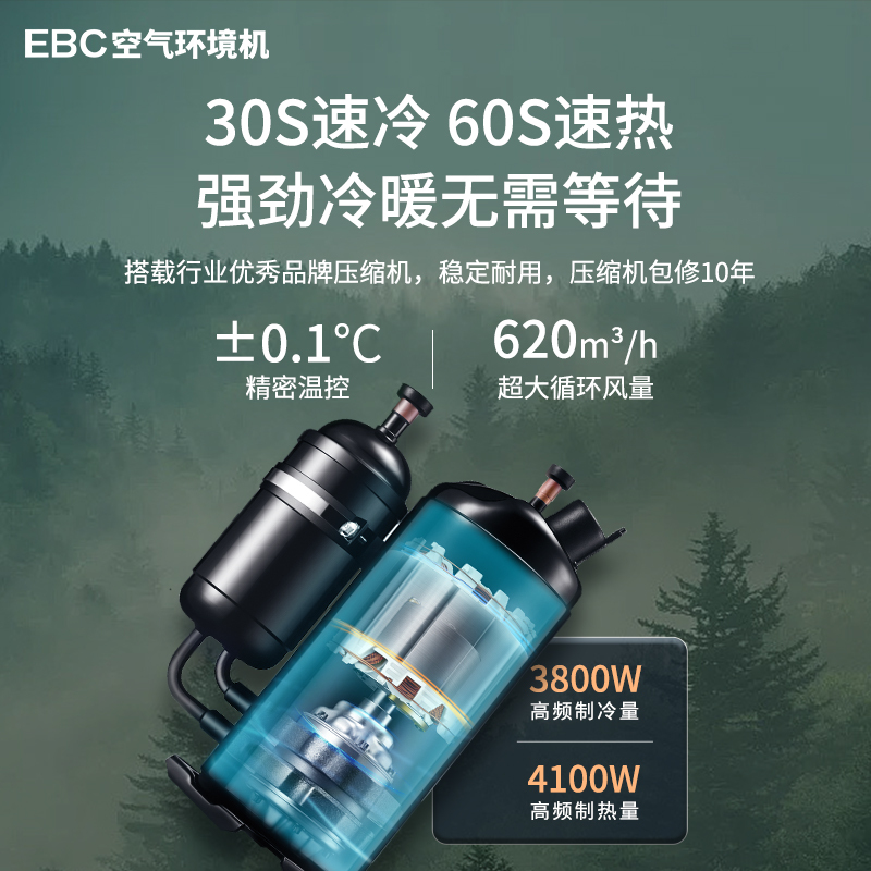 EBC英宝纯除甲醛 空气环境机 HK5101 1匹冷暖母婴新风空调一体机 家用新风系统健康空调 空气净化杀菌除过敏源