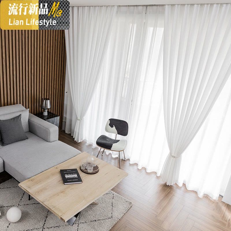 纱帘透光不透人白纱窗帘北欧简约飘窗客厅阳台沙隔断遮光窗纱布料 三维工匠图片