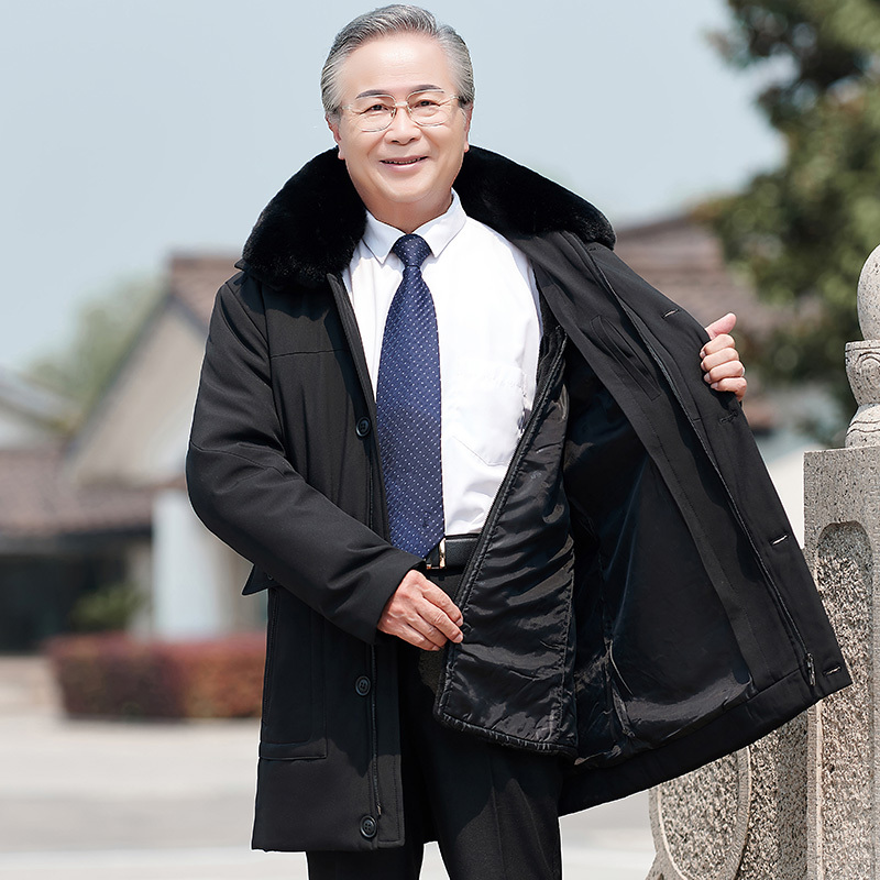 yuansu中老年棉衣男加绒加厚新款爸爸冬装棉袄衣服老年人棉服男爷爷