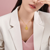 周大生黄金吊坠女正品新款时尚足金凤凰锁骨链可配项链金项链黄金饰品 女士珠宝首饰