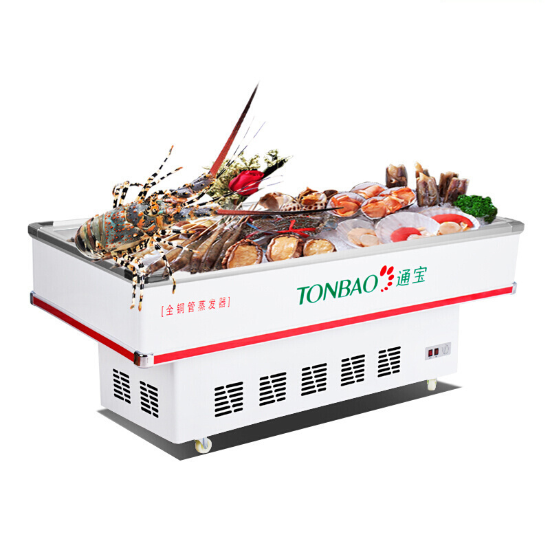 通宝（TONBAO）SC-1680 大型商用冷藏展示柜海鲜柜不锈钢保鲜冷柜斜面岛式冰柜超市冷柜
