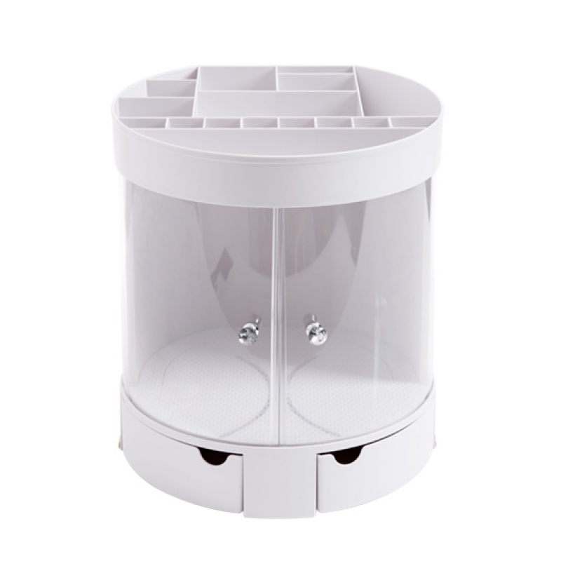 桌面大容量化妆品置物架塑料梳妆台收纳盒桌上护肤品收纳架 白色
