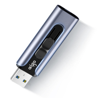 爱国者(aigo)64GB USB3.0 U盘 U335金属推拉款 蓝色 时尚高速