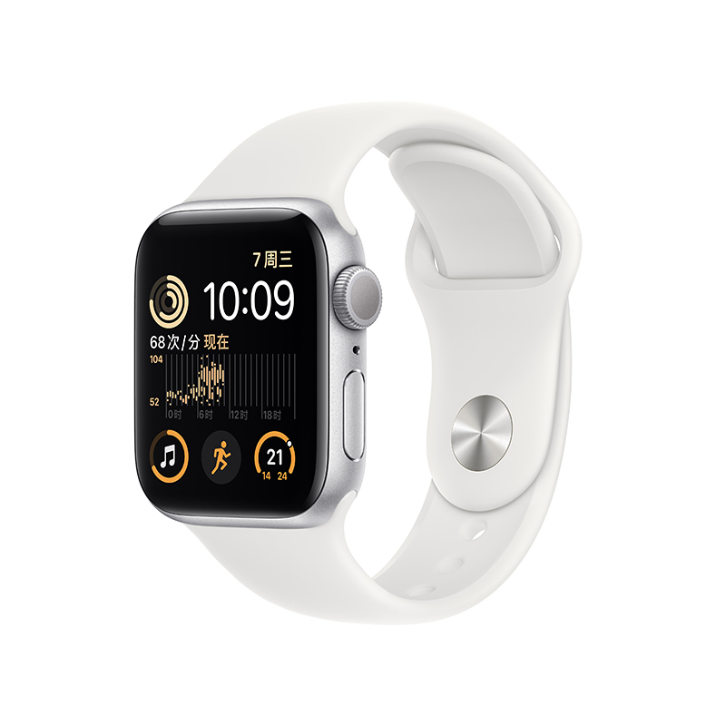 Apple Watch SE 2022款智能手表 40mm GPS版 银色铝金属表壳 运动型表带