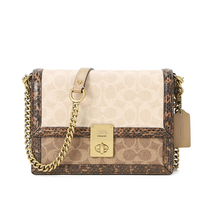 COACH/蔻驰女包 HUTTON 蛇纹老花/香布雷哈顿包 女士单肩包 女斜挎包 女性邮差包89068