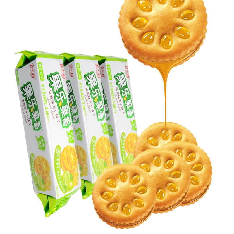 嘉士利果乐果香果酱味夹心饼干青柠口味93g袋