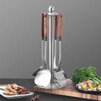 康巴赫（KBH）304不锈钢长柄无涂层炒菜铲子煎铲汤勺漏勺支架五件套_871_859