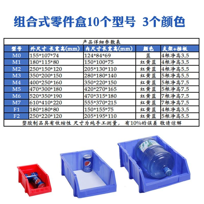 家柏饰(CORATED)货架斜口分类零件盒组合式物料盒元件盒塑料盒螺丝盒工具箱收纳盒图片