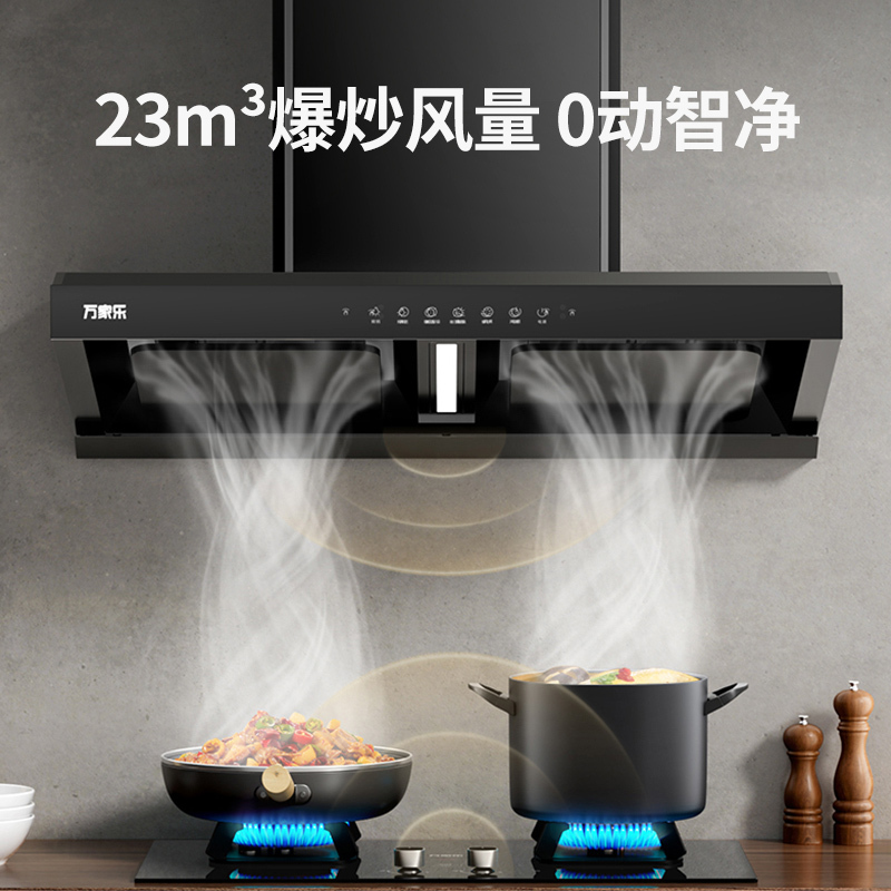 万家乐 抽油烟机 23m³/min欧式双腔沉吸油烟机挥手自清洗烟灶联动家用免拆洗油烟机CXW-360-AT6
