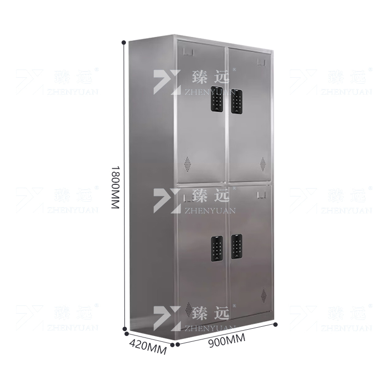 臻远 ZY-X219不锈钢更衣柜员工餐盘储物柜无尘车间多门智能密码锁衣柜 四门更衣柜