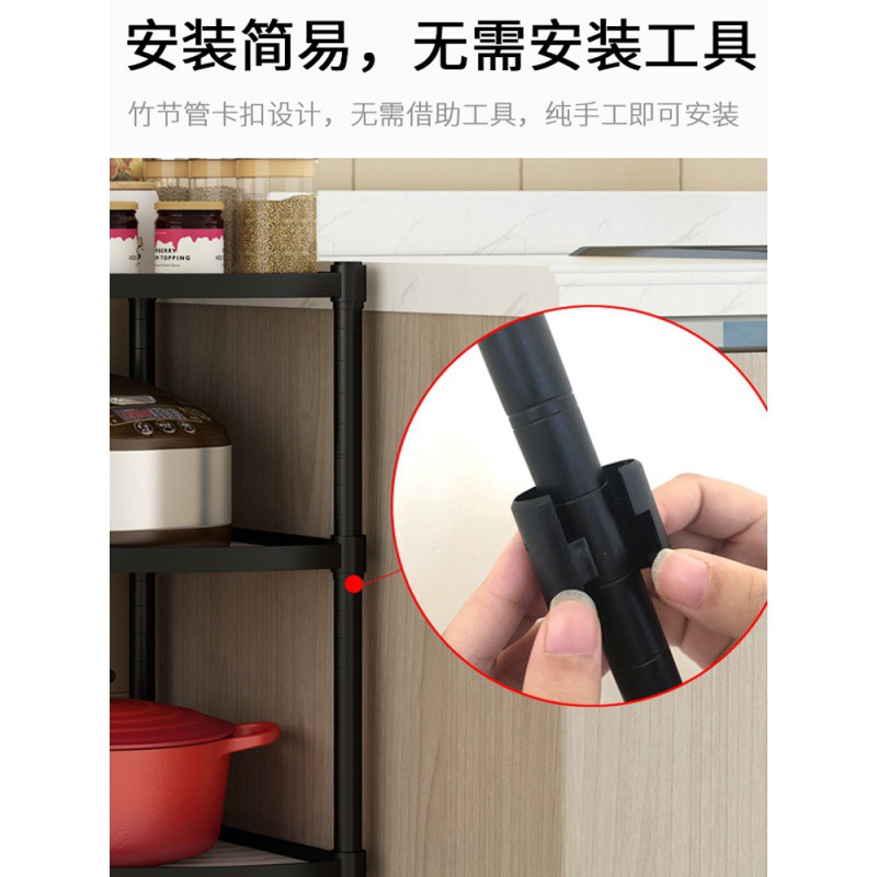 厨房置物架不锈钢三角形转角锅架落地多层放锅架子收纳架收纳层架 三维工匠高清大图