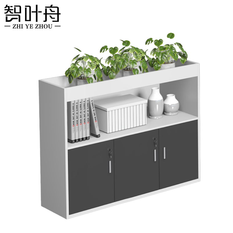智叶舟矮柜文件柜镂空三门120*30*120cm台高清大图