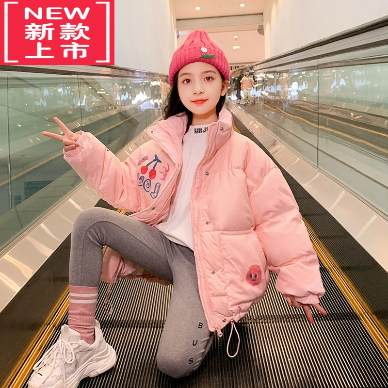 可莉允女童外套冬棉服2022新款中大童洋气冬装儿童冬季加厚棉衣立领棉袄