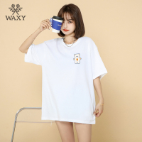 WAXY纯棉T恤女ins风盐系学生韩版宽松打底衫短袖潮流2022新款上衣