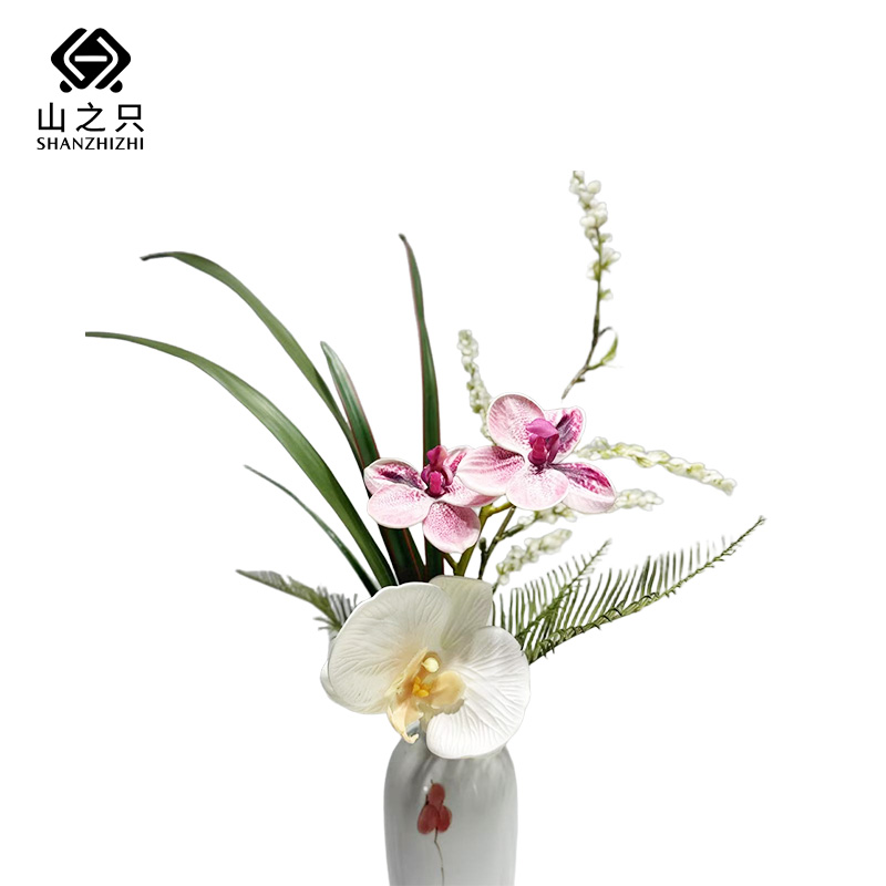 山之只 青瓷蝶憩芦影花艺摆件 MZ0257 个高清大图