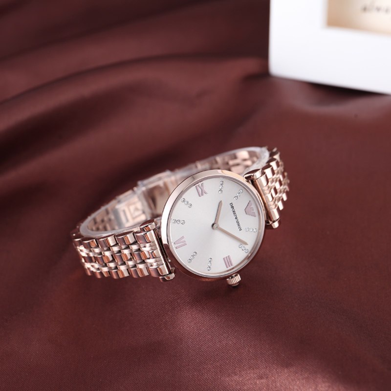 阿玛尼(EMPORIO ARMANI)女表欧美品牌手表 女欧美时尚满天星金色简约钢带女表腕表石英表 女AR11059